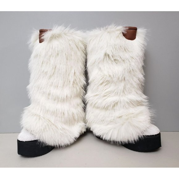 Free People Cream Furry Heeled Boots - Picture 4 of 6